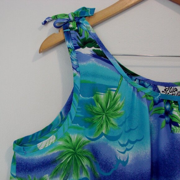 Vintage 70s 80s Hawaiian Maxi Dress Muumuu Floral Tropical Hilo Hattie One Size - Picture 5 of 13